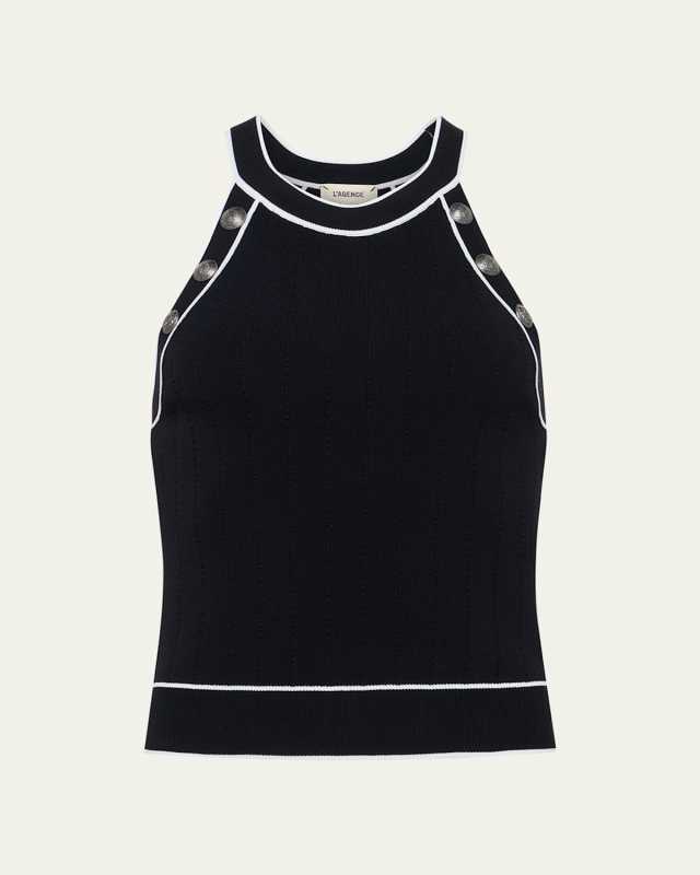 Rosemary High-Neck Button Tank Top